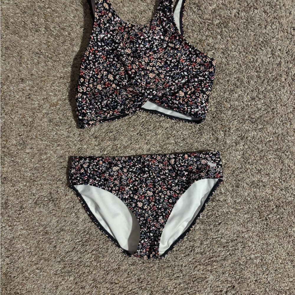 Abercrombie & Fitch Floral Kids Bikini - Black and White